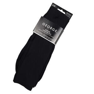 Vtg George Mens Nylon Rib Over The Calf Socks 3 Pair Shoe Sz 6-12 Black NEW USA